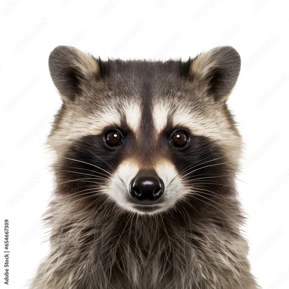 Raccoon face shot on transparent background
