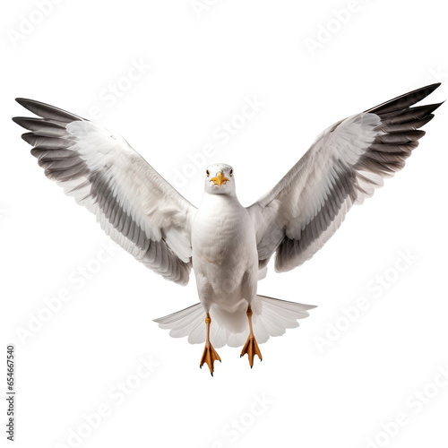 Seagull flying on transparent background