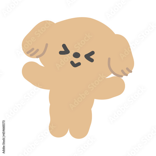 バンザイをして大喜びしている犬のイラスト