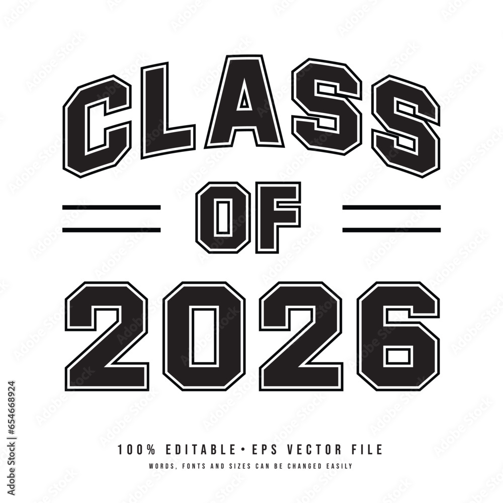 Class of 2026 typography design vector. Text for design, congratulation