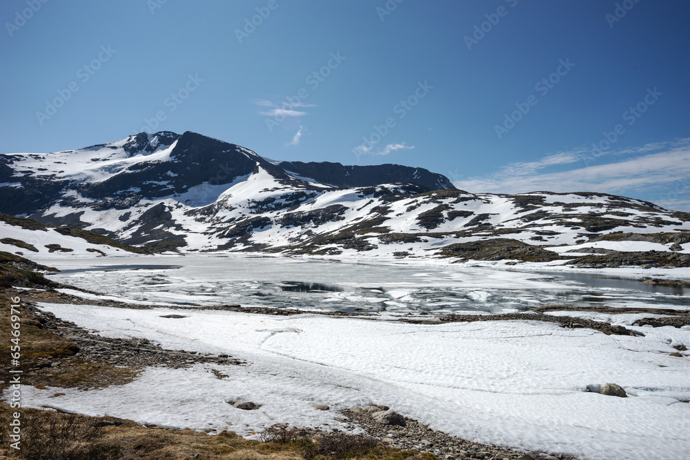 Obraz premium Mountains in the Jotunheimen National Park. Along the National tourist scenic route 55 Sognefjellet. Norway