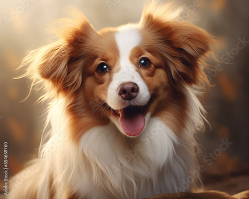 Closeup portrait of a dog head, in a studio setting, Australian shepherd breed
