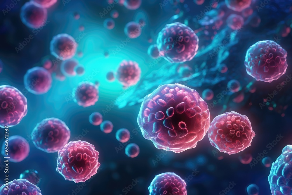 Cells, normally orderly, mutate uncontrollably, forming tumors that harm tissues. Cells, normally orderly, mutate uncontrollably, forming tumors that harm tissues.