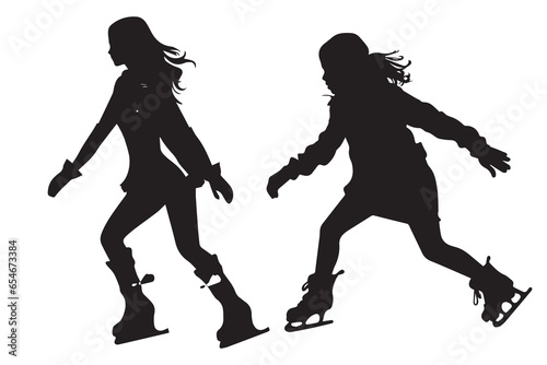 ice boy skating silhouette vector, Ice Skating Silhouette Vector Art, Icons,