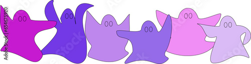 Banner con allegri fantasmi colorati che ballano