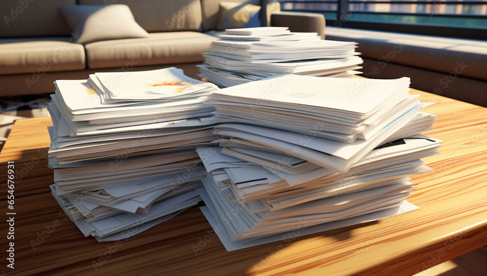 Pile paperwork stacked heap business papers