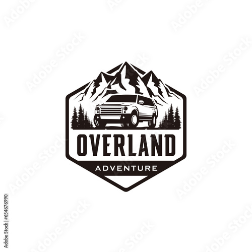 suv adventure logo icon with hexagon shape in black