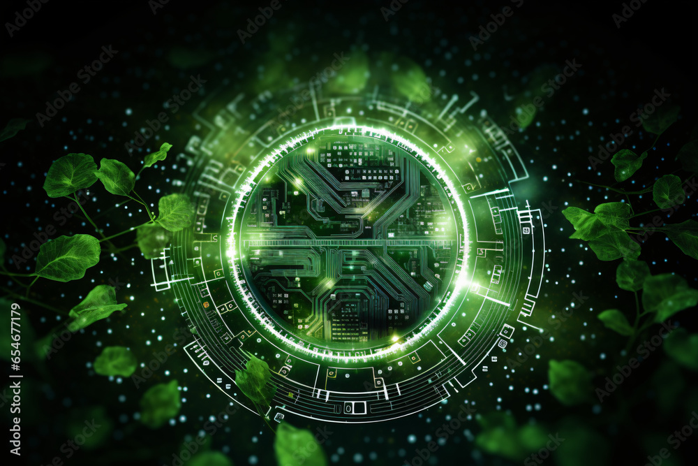 Obraz premium Renewable alternative energy digital icons in save environment