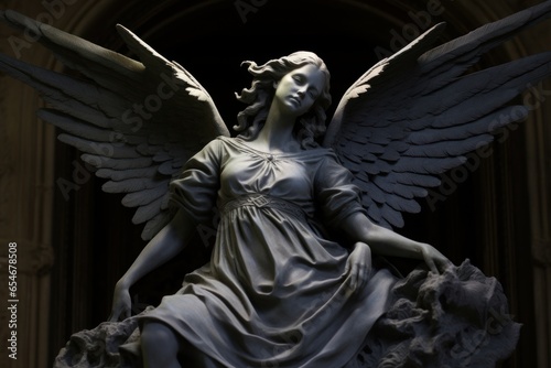 Fallen Angel. statue of angel. digital ai art, Generative AI