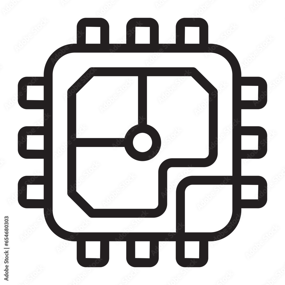 processor line icon processor line icon