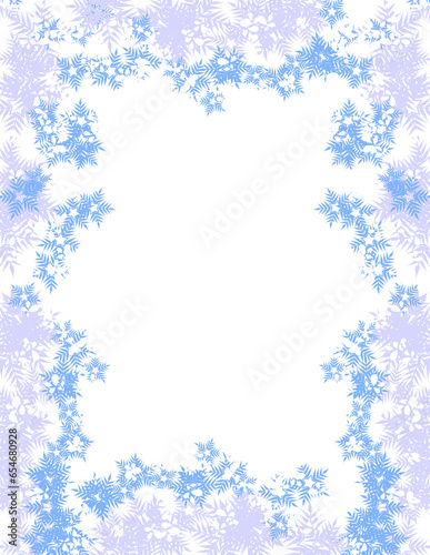 Fototapeta Naklejka Na Ścianę i Meble -  Snowflake Frame, Snowfall Border
