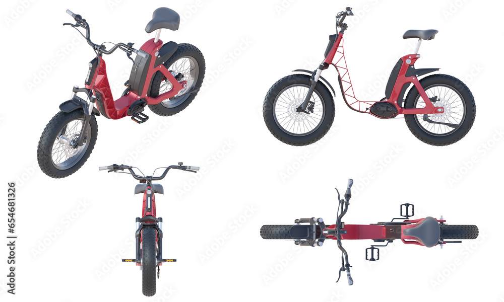 Set of realistic e bike isolated on transparency background Set of realistic e bike isolated on transparency background