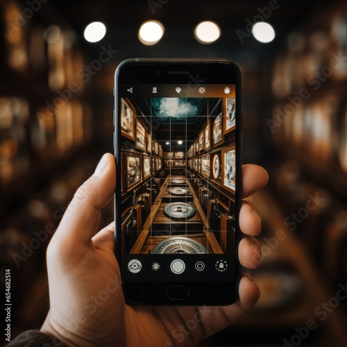 Hands holding smartphone with film app icon