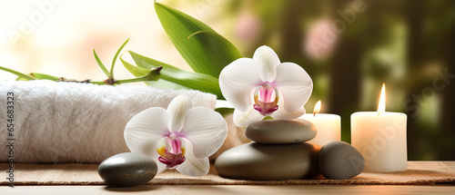 zen stones and orchid  photo for spa or massage salon