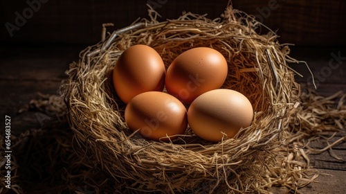 Chicken eggs in nest