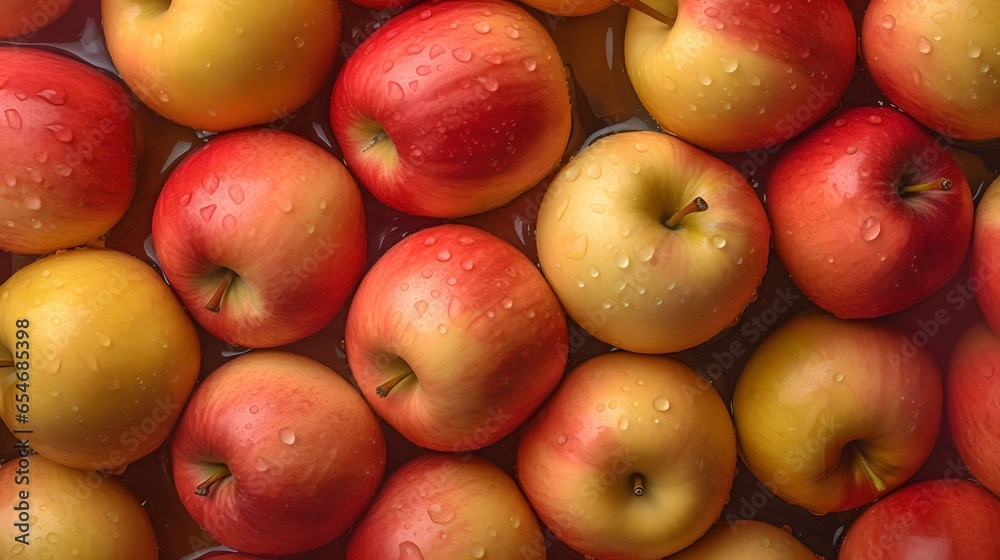 fresh apple fruit with water drops - obrazy, fototapety, plakaty 