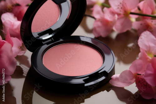 cosmetic product, blush soft natural light, showcasing the product's bendability and natural flush, ai generated.