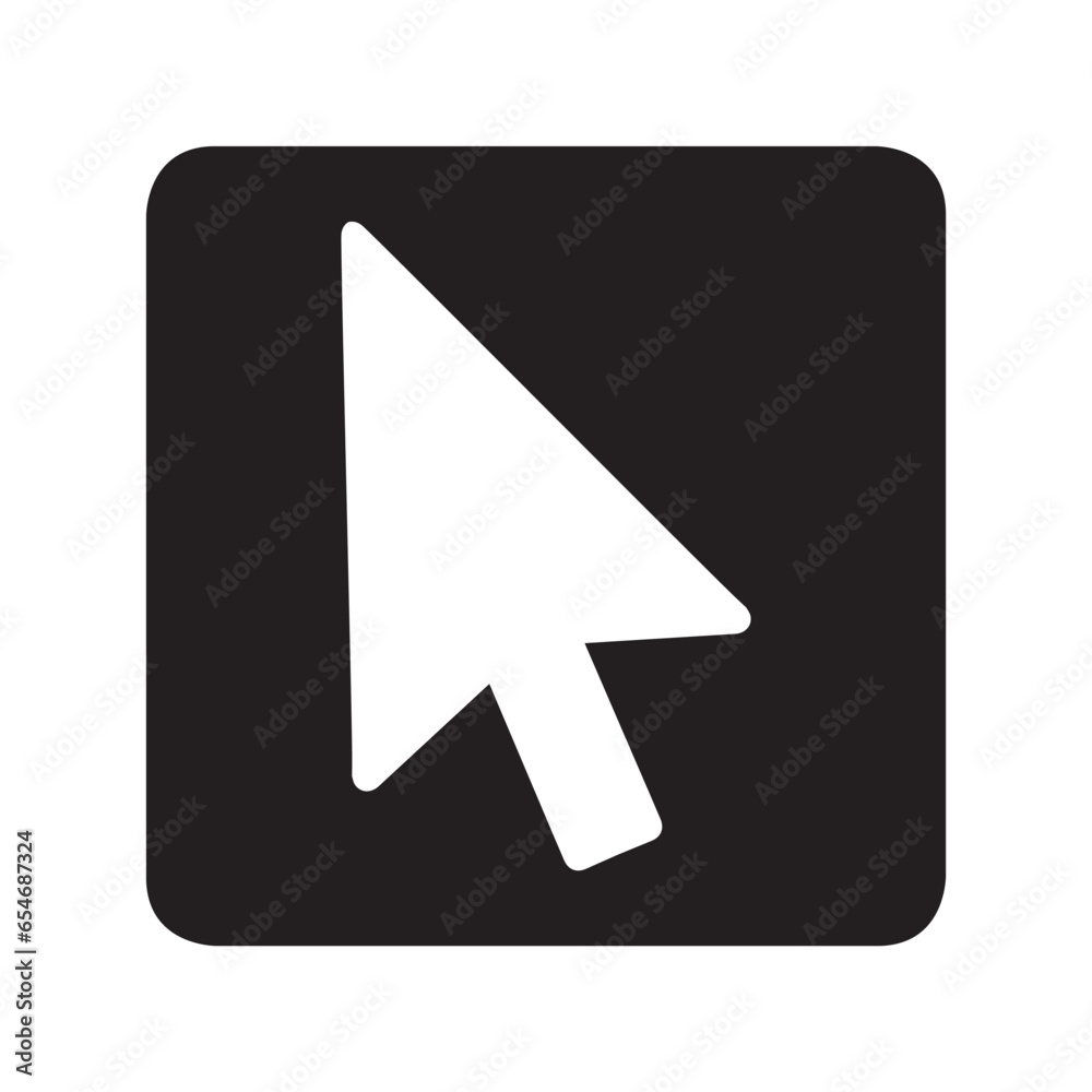 Cursor icon vector. Click arrow logo design. Pointer vector icon illustration in square isolated on white background Cursor icon vector. Click arrow logo design. Pointer vector icon illustration in square isolated on white background