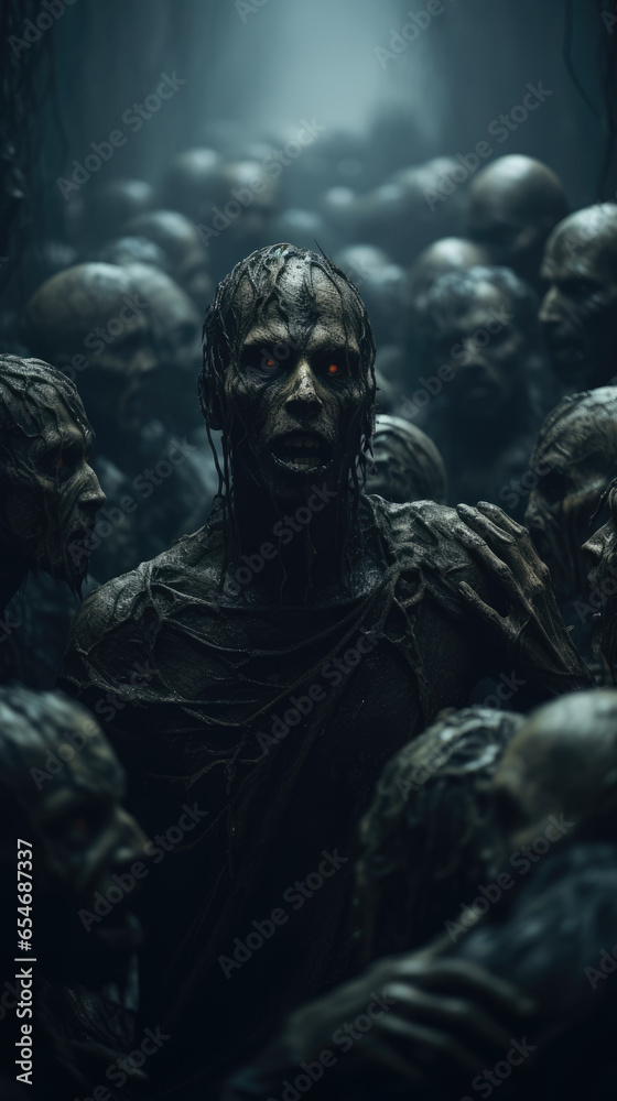 Horror, a crowd of scared people, ai generated. Horror, a crowd of scared people, ai generated.