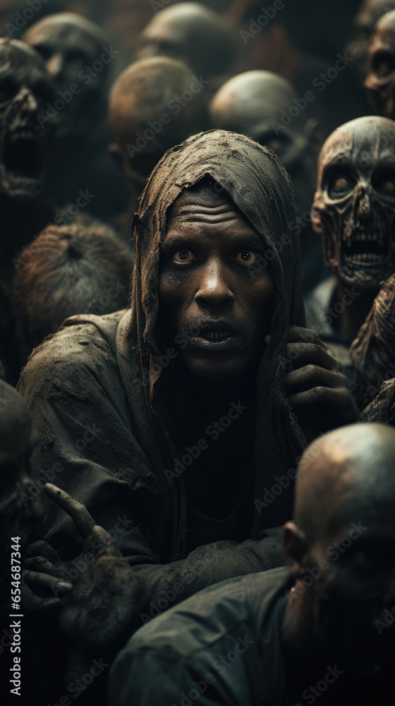 Horror, a crowd of scared people, ai generated. Horror, a crowd of scared people, ai generated.