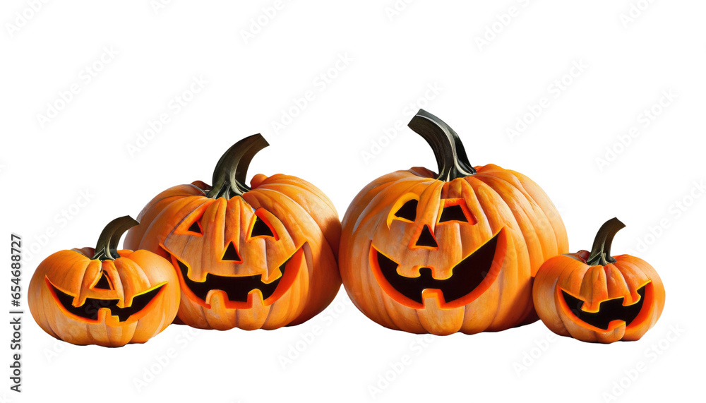 Sets of Halloween Pumpkin isolated PNG, Generated AI Sets of Halloween Pumpkin isolated PNG, Generated AI