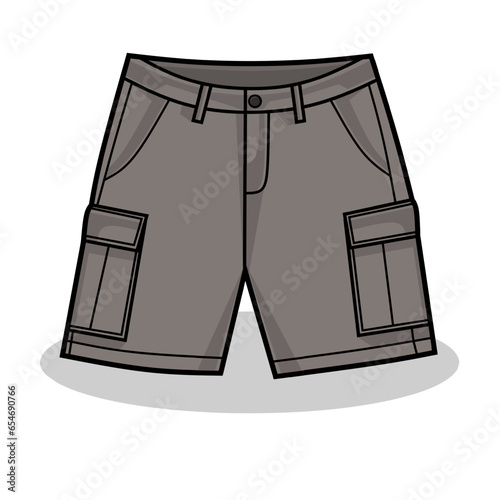 Vector illustration of cargo short pants lineart isolated on white background, signs and symbol