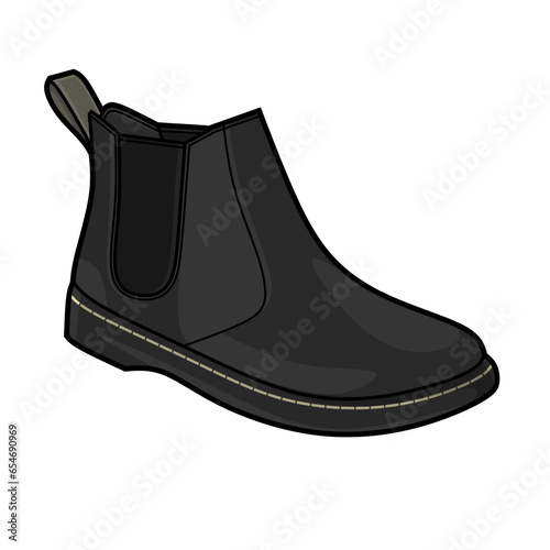 Vector illustration of chelsea boots shoes lineart isolated on white background, signs and symbol