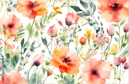 Watercolor flowers background  abstract flowers made from watercolor paint splashes isolated on white