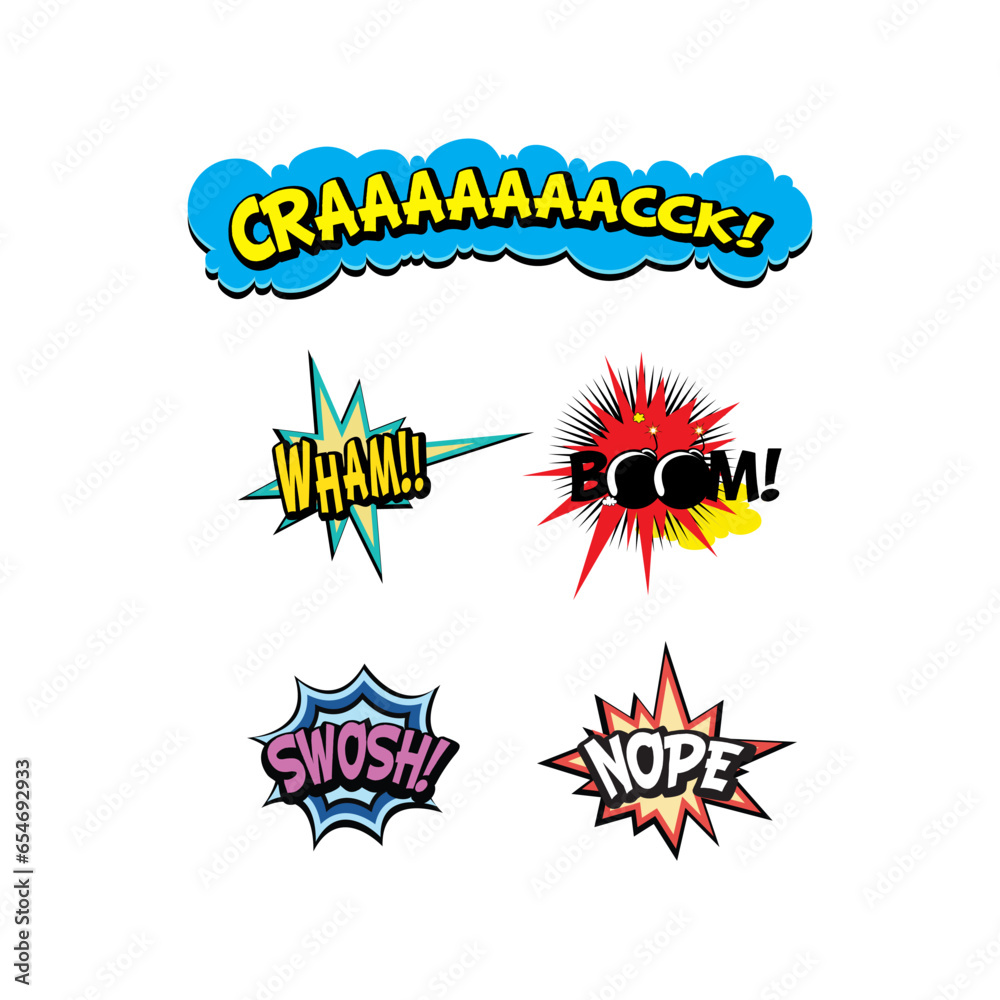set of comic book vector illustration