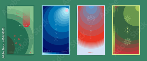 Abstract gradation vertical stories, minimal cover template design set for poster, social media post and stories banners. Christmas and New Year Holidays post. Vector aesthetic winter set.