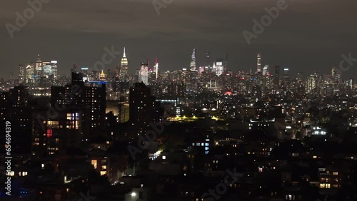 Wallpaper Mural Drone shot of New York City at night Torontodigital.ca