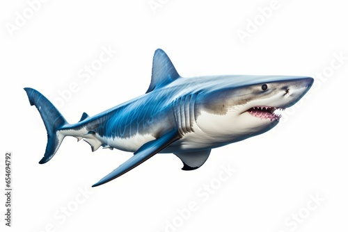 large shark with fangs, on a plain white background generative ai