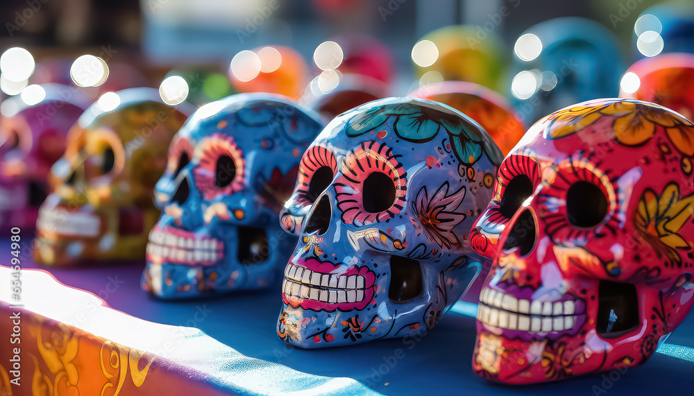 National skulls during the Day of the Dead in Mexico