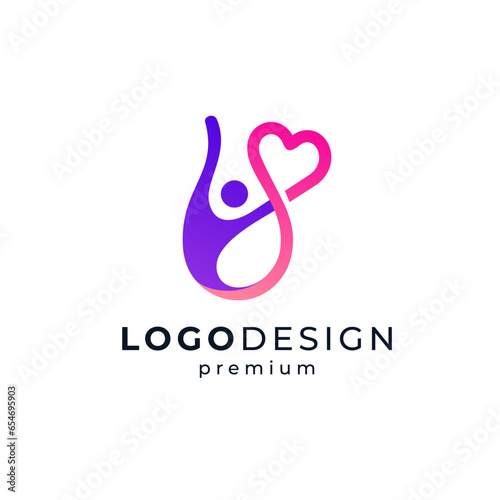people and love for social, charity and people care logo design
