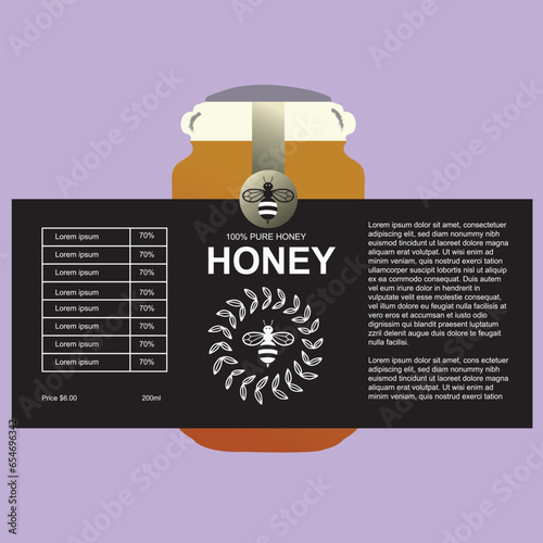 Sweet honey template, Product placement label design. Detailed 3d illustration