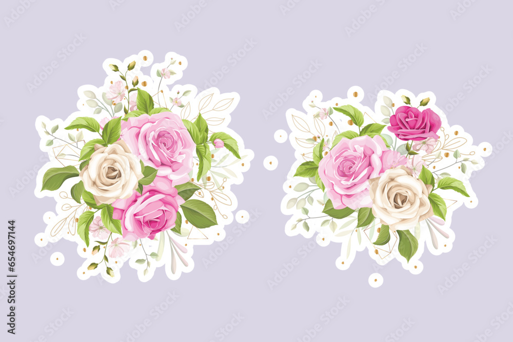 watercolor roses floral bouquet sticker illustration