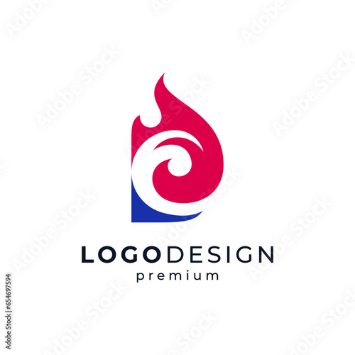 simple and abstrcat fire and water for HVAC logo design photo