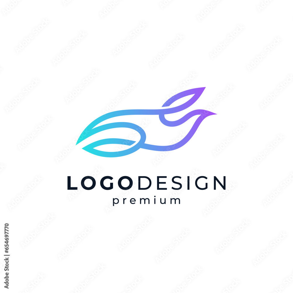 Naklejka premium shiny and colorful bird with line art style logo design