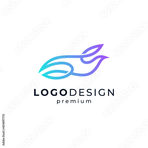 shiny and colorful bird with line art style logo design