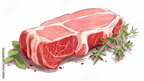 Hand drawn cartoon fresh meat illustration 