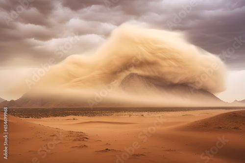Desert landscape with a sandstorm