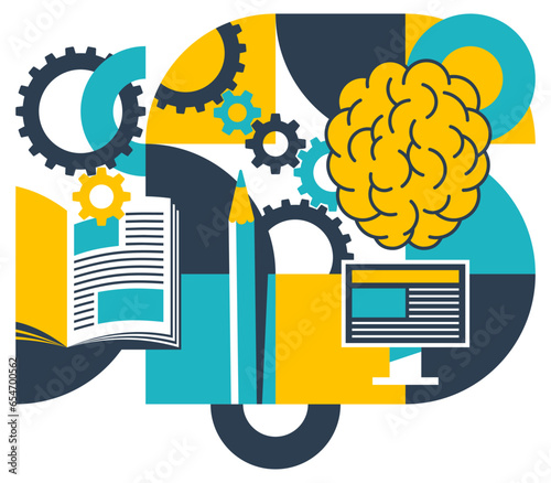 E-learning, studying, brain development concept