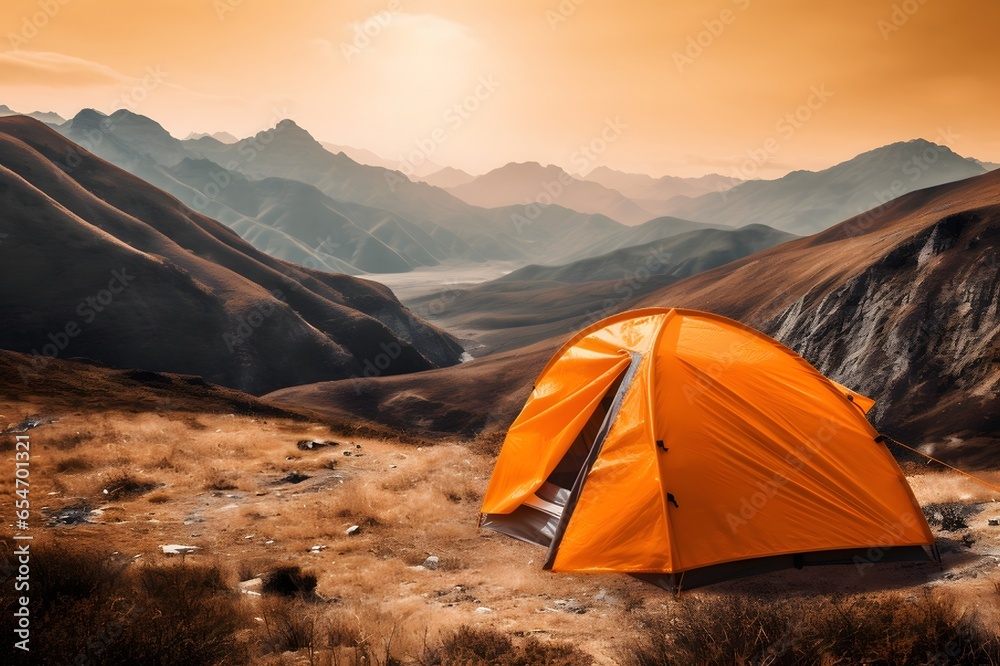 Tent in the mountains. Camping in the mountains