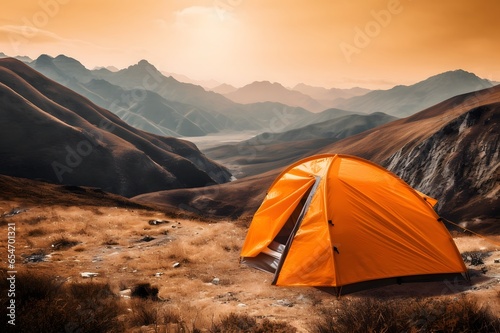 Tent in the mountains. Camping in the mountains