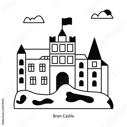 Bran Castle vector Solid  Design illustration. Symbol on White background EPS 10 File 