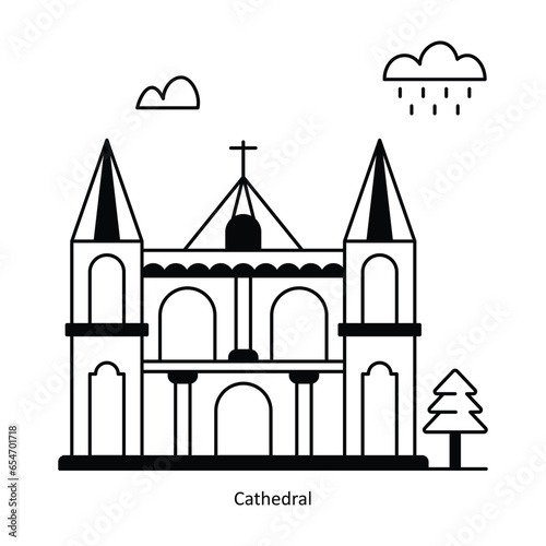 Cathedral vector Solid  Design illustration. Symbol on White background EPS 10 File 