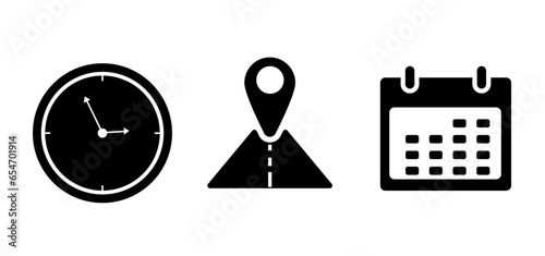 Time, place and date icon symbol, vector icon design for business