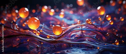 Digital abstract background with water drops and waves.