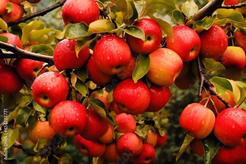 Ripe red apples on a branch