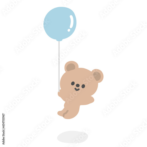 風船で浮いているくまのイラスト